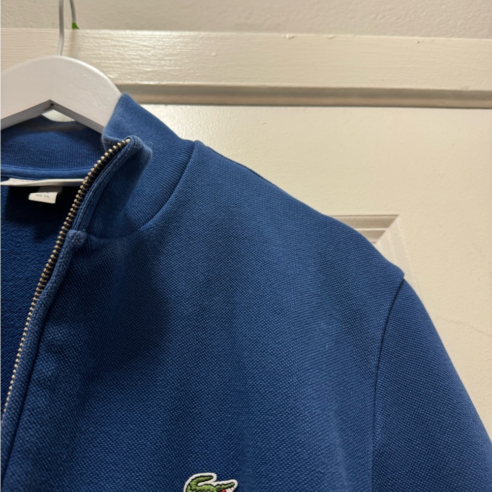 Lacoste Tennis Jacket Blue Cotton Jersey Sweater Pique Full Zip - Picture 5 of 12